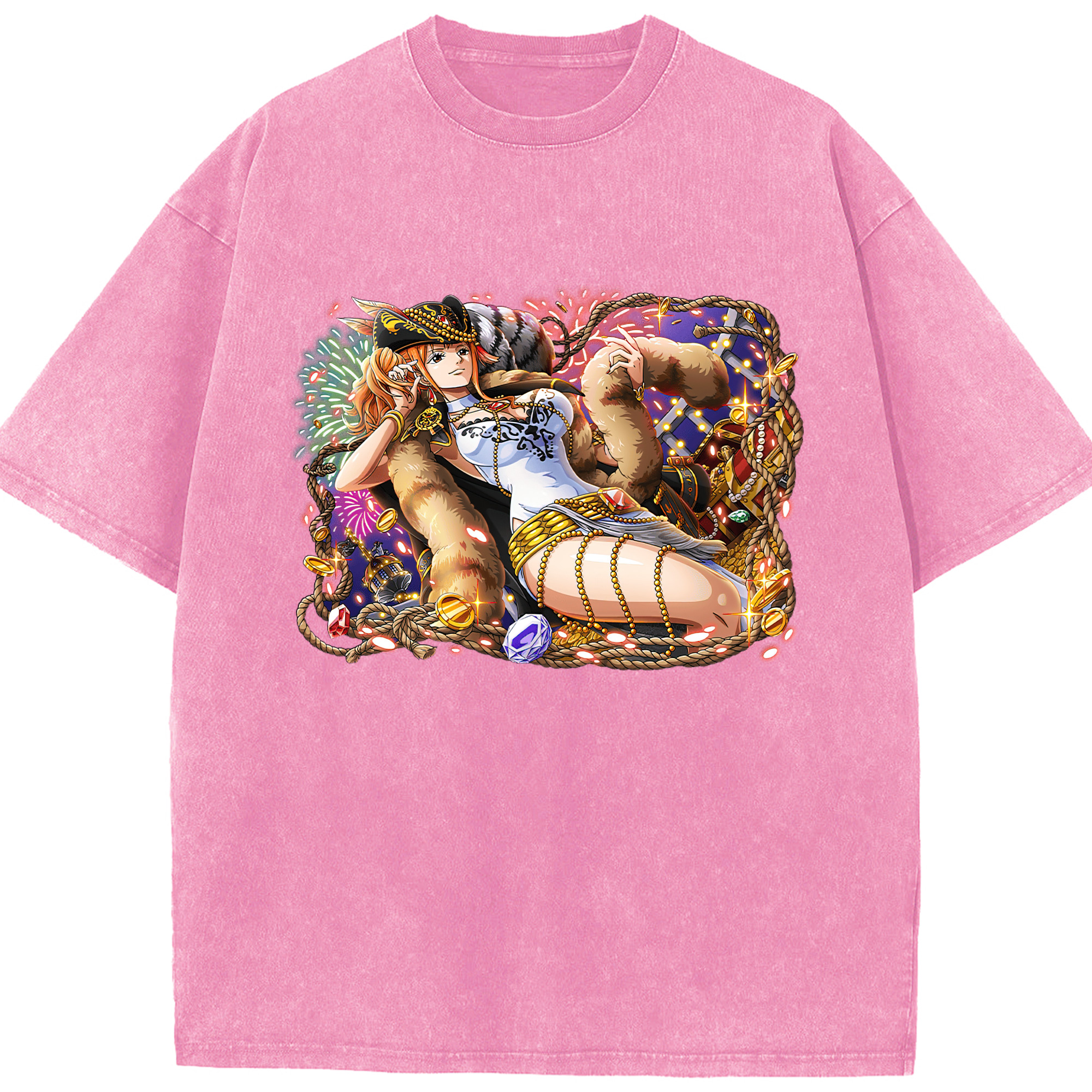 ワンピース ナミ ONE PIECE Nami 綿100% ヴィンテージ風 半袖Tシャツ（フロントプリント）
